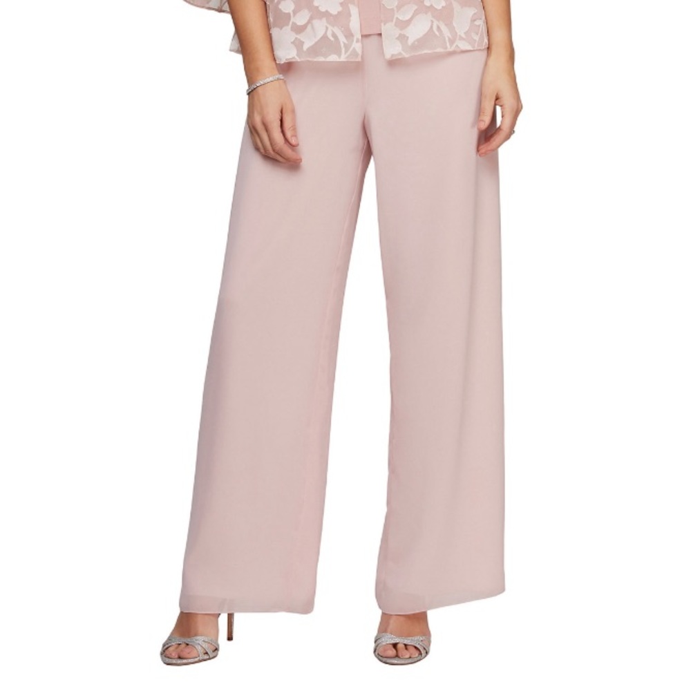 Alex Evenings Pull On Chiffon Pant - Rose